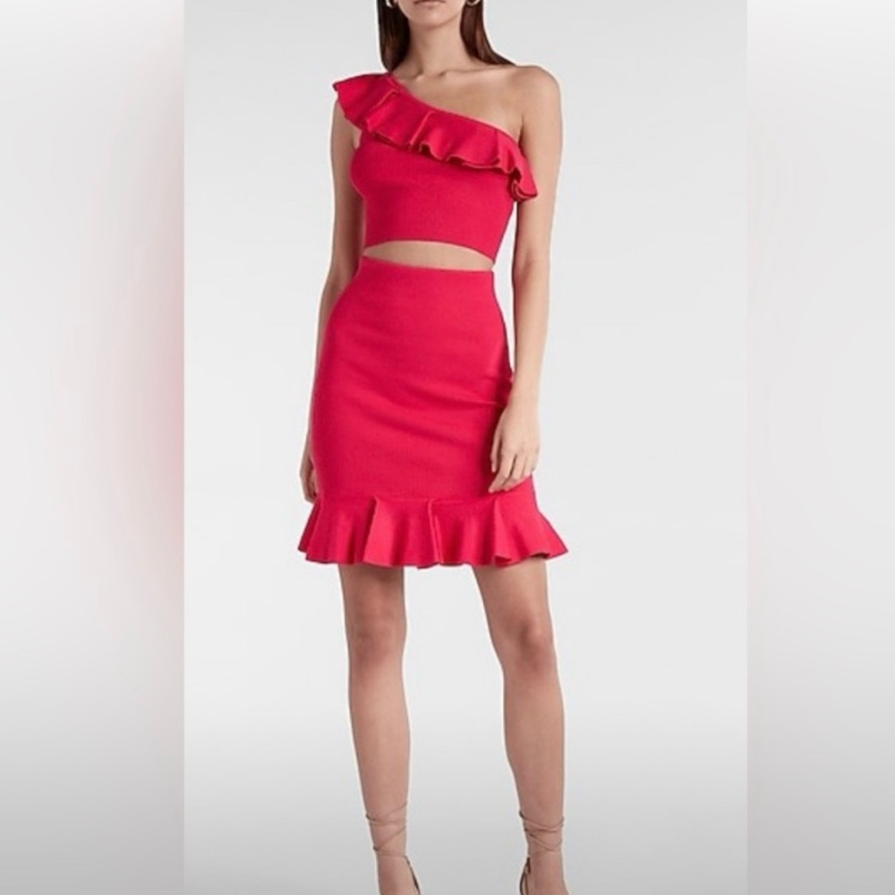 Express  One-Shoulder Pink two piece skirt set